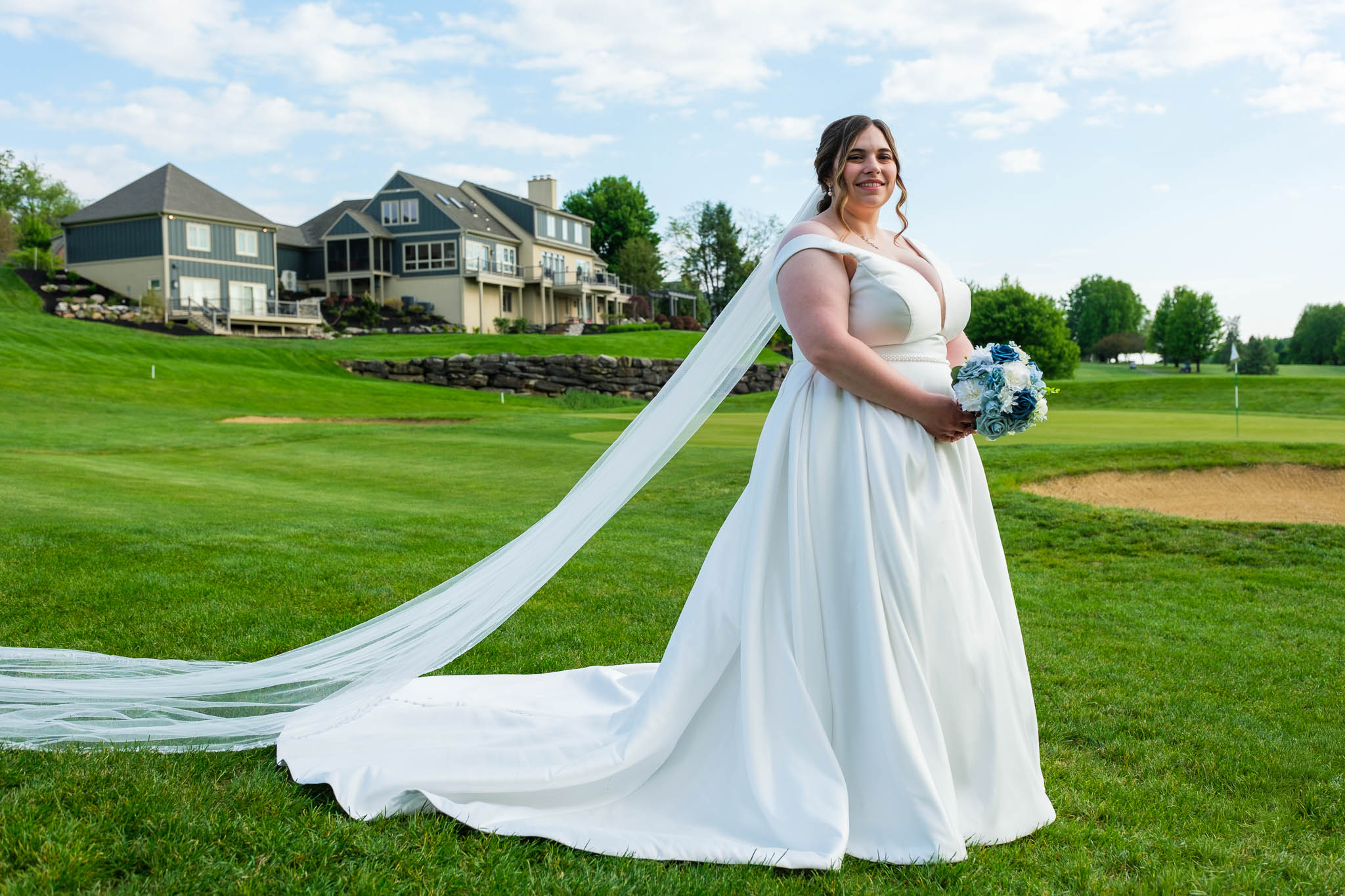 Maddie with her long veil on the golf course at Heritage Hills Golf Resort in York, PA