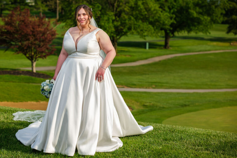 Bridal portrait of Maddie on the golf course at Heritage Hills Golf Resort